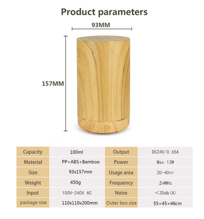 Creative 100ml Wood Grain Humidifier Aroma Diffuser